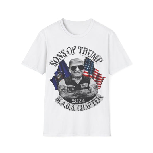 Men's “Sons of Trump” Biker Patch Softstyle Short Sleeve T-Shirt.