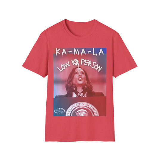 Men's Kamala Harris 'Low IQ Person' Anti-Democrat Softstyle MAGA Trump T-Shirt